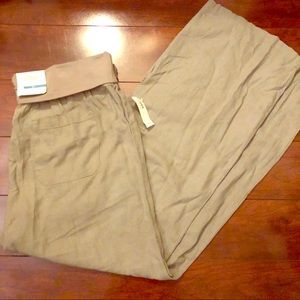 Old Navy Linen Maternity Pants NWT Sage Tan Sz L
